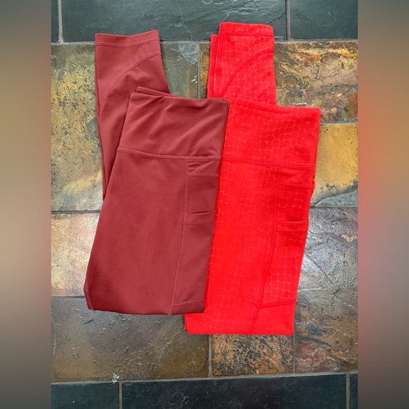ZYIA Red and Maroon Leggings Bundle (2) - Picture 1 of 7